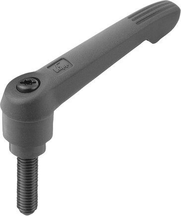 Klemmhebel mit Druckstück, Form D, mit Kugel abgeflacht