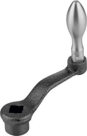 Handkurbeln gekröpft ähnlich DIN 468, Form D, mit drehbarem Ballengriff