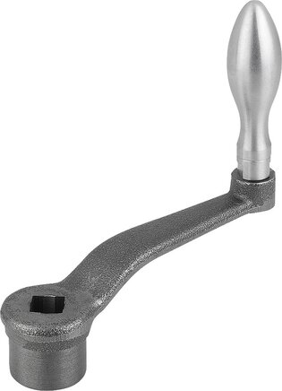 Handkurbeln gekröpft ähnlich DIN 468, Form D, mit drehbarem Ballengriff