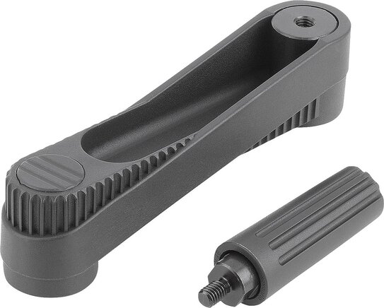 Handkurbeln mit Zylindergriff drehbar, Passbohrung mit Nut