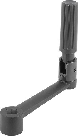 Handkurbeln Aluminium mit Zylindergriff umlegbar mit Innenvierkant