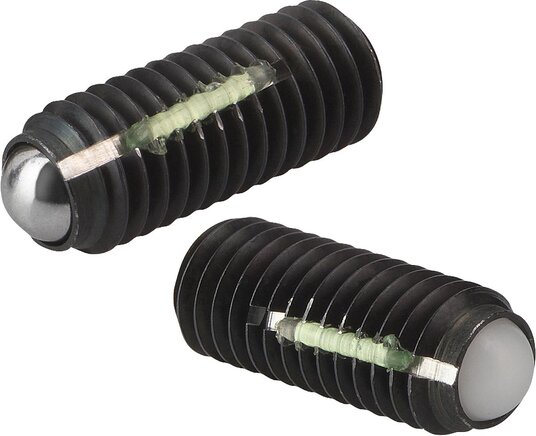 Kugeldruckschrauben ohne Kopf mit voller Kugel, mit Gewindesicherung