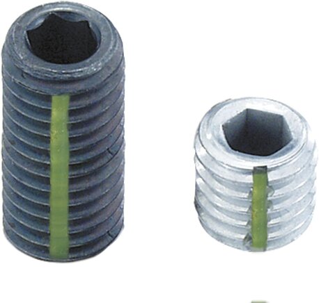 Gewindestifte mit Innensechskant und Kegelkuppe DIN EN ISO 4026, mit Gewindesicherung