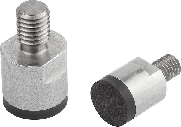 Magnete mit Gewindezapfen (Stabgreifer) aus NdFeB, Haftfläche gummiert