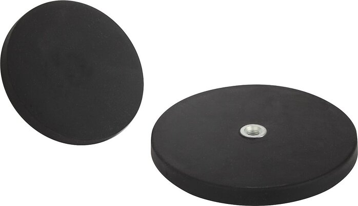 Magnete mit Innengewinde (Flachgreifer) aus NdFeB, mit Gummischutzmantel