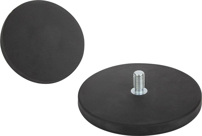 Magnete mit Gewindezapfen (Flachgreifer) aus NdFeB, mit Gummischutzmantel