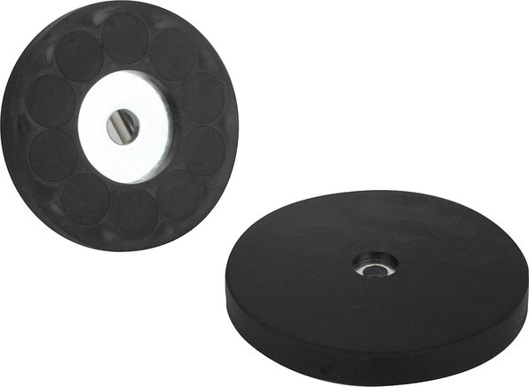 Magnete mit Bohrung (Flachgreifer) aus NdFeB, mit Gummischutzmantel