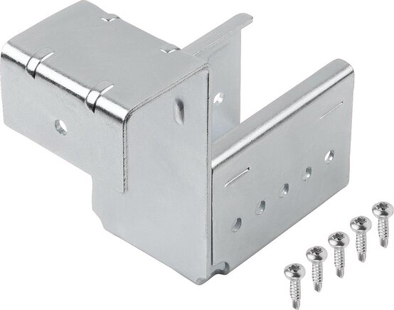 Einhängehalter Stahl für Rollenschienen, Form B, mit Anschlag