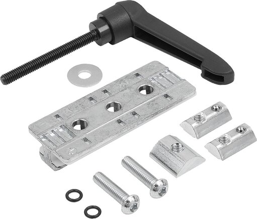 Profilgleitermit Klemmhebel, Form F, Festlager