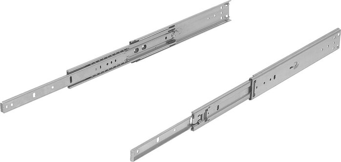 Teleskopschienen Edelstahl für Seitenmontage, Überauszug, Tragkraft bis 90 kg