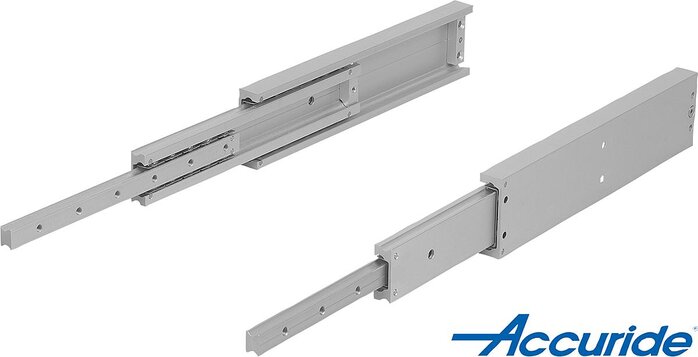 Teleskopschienen Aluminium für Seitenmontage, Vollauszug, Tragkraft bis 300 kg