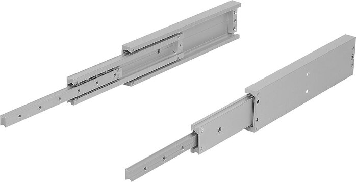 Teleskopschienen Aluminium für Seitenmontage, Vollauszug, Tragkraft bis 300 kg