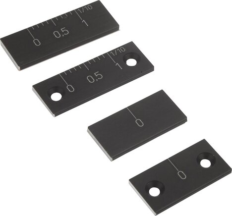 Nonius und Nullmarken Aluminium, selbstklebend oder mit Bohrungen