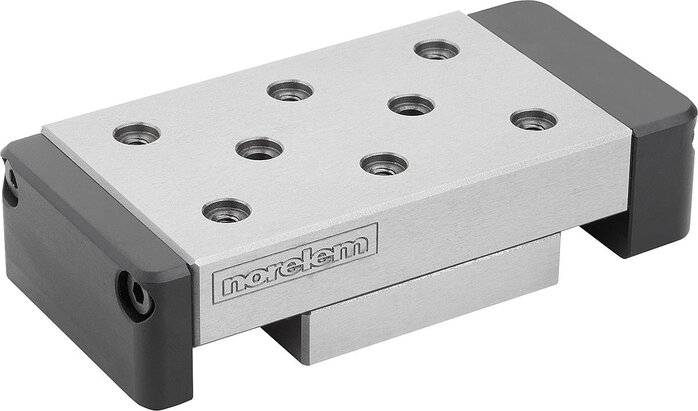 Schwalbenschwanz-Schlittenführungen mit Endanschlägen und Positionierbohrungen