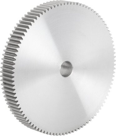 Stirnzahnräder aus Stahl, Modul 1, Verzahnung gefräst, gerade verzahnt, Eingriffswinkel 20, Form B, ohne Nabe