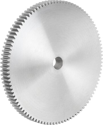 Stirnzahnräder aus Stahl, Modul 2, Verzahnung gefräst, gerade verzahnt, Eingriffswinkel 20, Form B, ohne Nabe