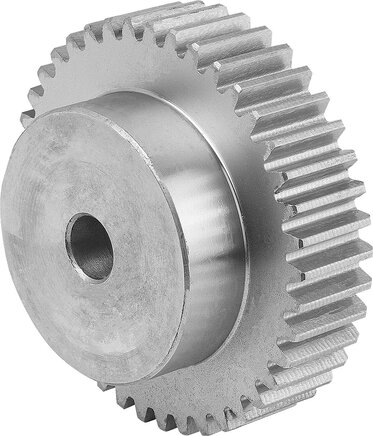 Stirnzahnräder aus Stahl, Modul 2,5, Verzahnung gefräst, gerade verzahnt, Eingriffswinkel 20, Form A, mit Nabe