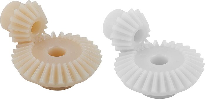 Kegelräder aus Kunststoff, Übersetzung 1:2 gespritzt, gerade verzahnt, Eingriffswinkel 20