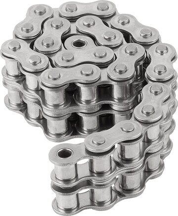 Rollenkette zweifach Edelstahl DIN ISO 606, geschweifte Lasche