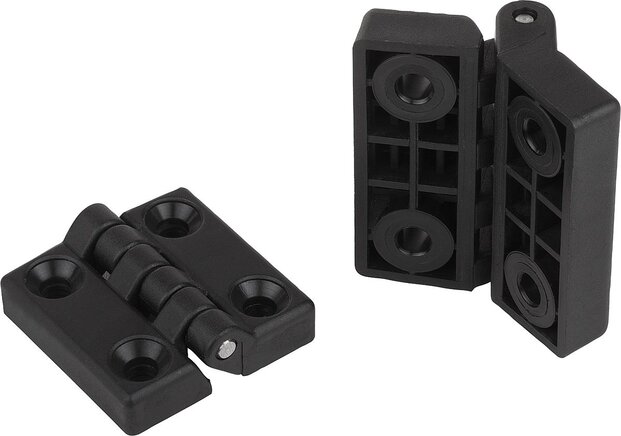 Scharniere aus Kunststoff mit Befestigungsbohrung