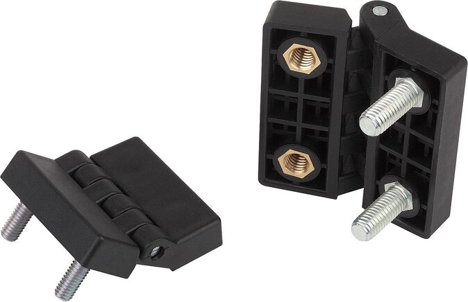 Scharniere aus Kunststoff mit Buchse und Befestigungsschraube