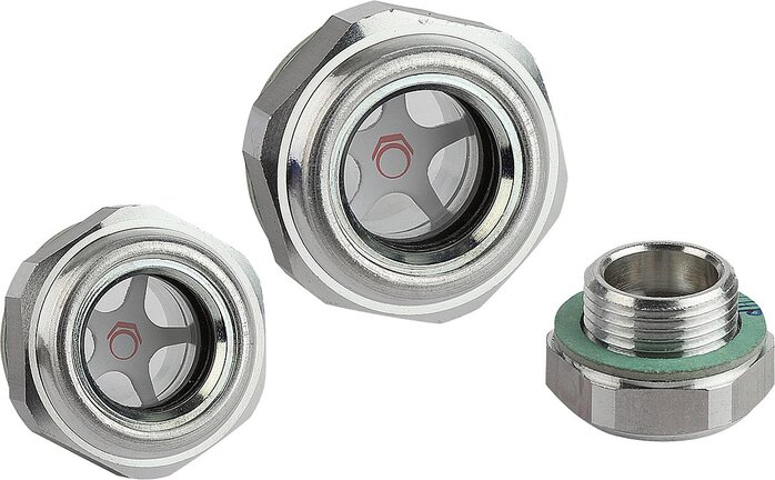 Ölschaugläser Aluminium, mit Naturglasscheibe