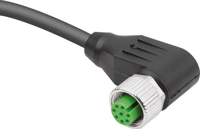 Steckverbinder Buchse M12x1 mit Schraubverriegelung, Form B, Buchse abgewinkelt