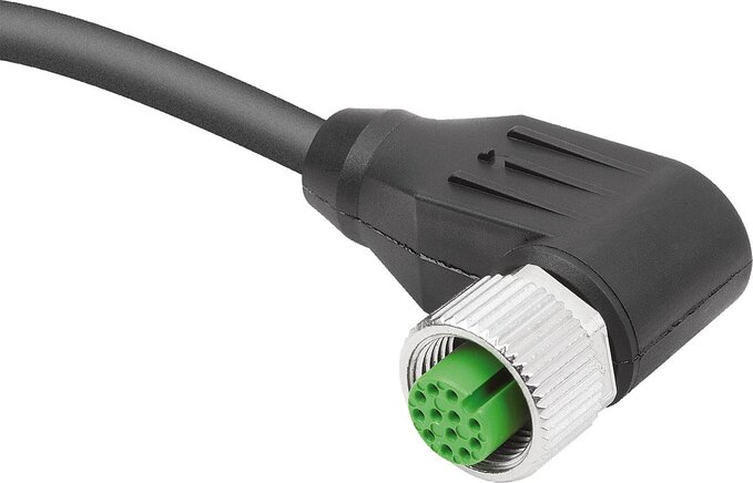 Steckverbinder Buchse M12x1 mit Schraubverriegelung, Form B, Buchse abgewinkelt