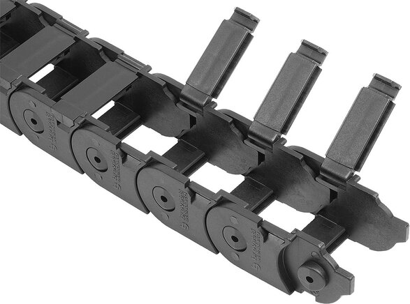 Energieketten Kunststoff Innenhöhe 25 mm, im Innenradius zu öffnen