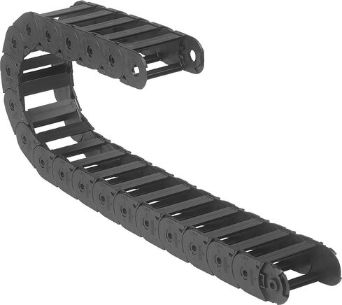 Energieketten Kunststoff Innenhöhe 35 mm, im Innenradius zu öffnen