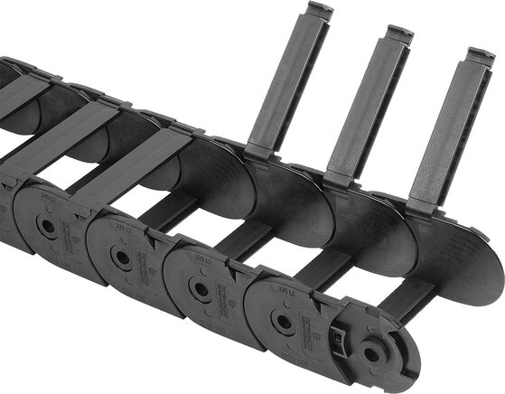 Energieketten Kunststoff Innenhöhe 35 mm, im Innenradius zu öffnen