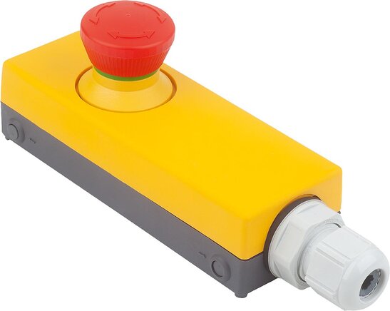 Not-Halt-Taster im Gehäuse Minibox  22,3 mm Leitungseinführung M16