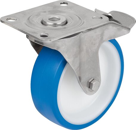 Lenkrolle Edelstahl mit stop fix für Hygienebereich