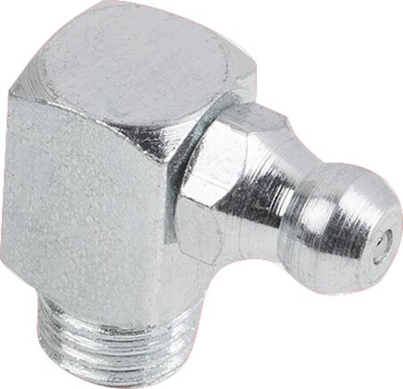 Schmiernippel Kegelform nach DIN 71412, Form E, abgewinkelt 90, Vierkant