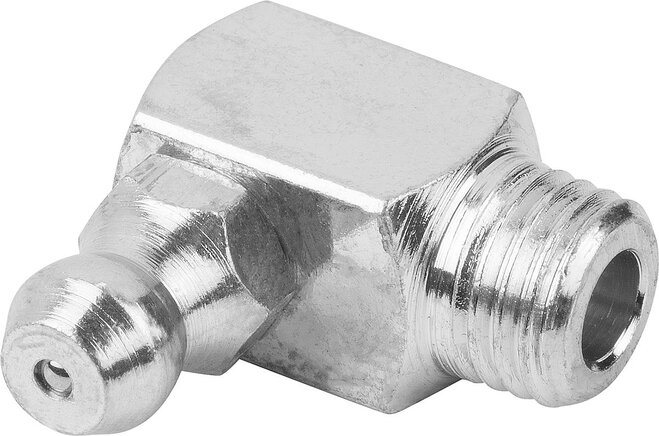 Schmiernippel Kegelform nach DIN 71412, Form E, abgewinkelt 90, Vierkant