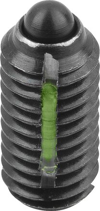 Federnde Druckstücke mit Schlitz und Druckstift, Standard Federkraft, mit Gewindesicherung, inch