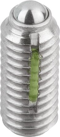 Federnde Druckstücke mit Innensechskant und Kugel, Standard Federkraft, mit Gewindesicherung, inch