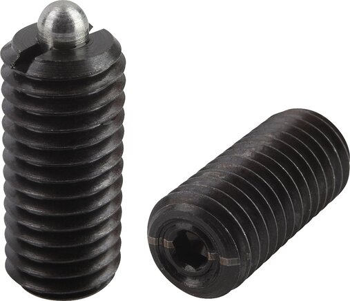 Federnde Druckstücke mit Innensechskant und Druckstift, leichte Federkraft, inch