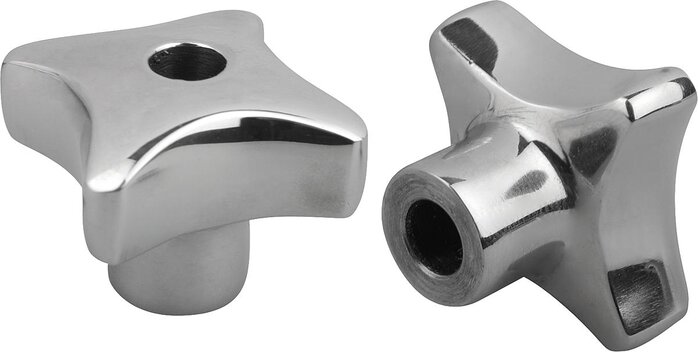 Kreuzgriffe ähnlich DIN 6335 Edelstahl, Form B, durchgehende Bohrung, inch