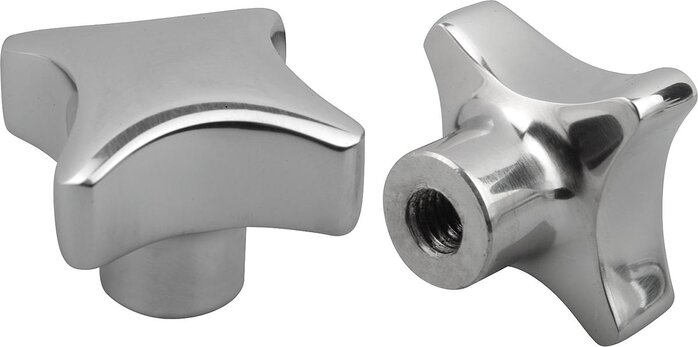 Kreuzgriffe ähnlich DIN 6335 Edelstahl, Form E, Gewindesackloch, inch