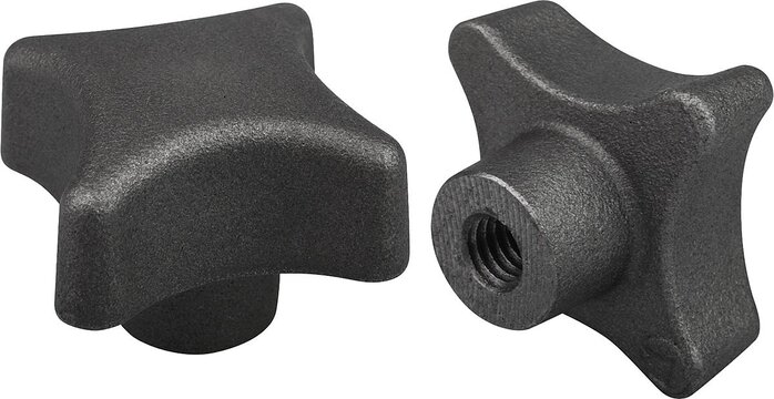 Kreuzgriffe DIN 6335 aus Grauguss, Form C, Sackloch, inch