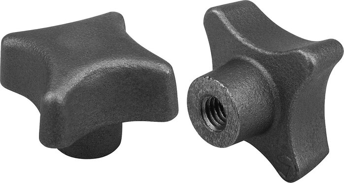 Kreuzgriffe DIN 6335 aus Grauguss, Form E, Gewindesackloch, inch