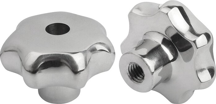 Sterngriffe ähnlich DIN 6336 Edelstahl, Form D, Gewinde aufgebohrt, inch