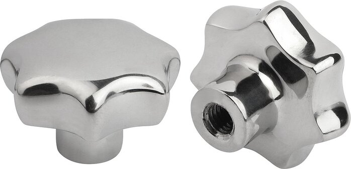 Sterngriffe ähnlich DIN 6336 Edelstahl, Form E, Gewindesackloch, inch