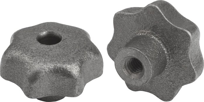 Sterngriffe DIN 6336 aus Grauguss, Form D, Gewinde aufgebohrt, inch