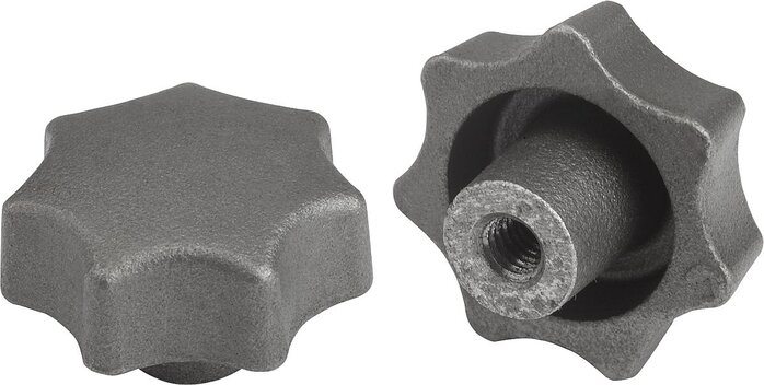 Sterngriffe DIN 6336 aus Grauguss, Form E, Gewindesackloch, inch