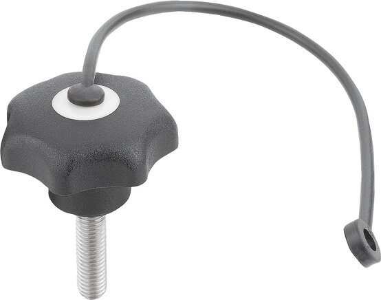 Sterngriffe mit Sicherungsband ähnlich DIN 6336 Stahlteile aus Edelstahl, Außengewinde Form LS, inch