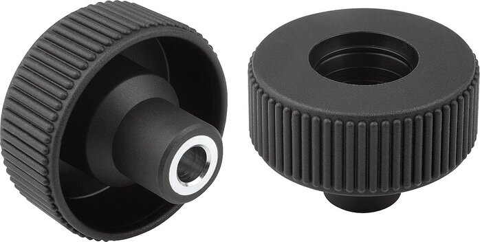 Rändelräder Form E, mit Passbuchse, ohne Deckel, inch