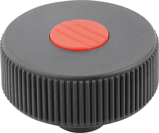 Rändelräder, Stahlteile aus Edelstahl, Form K, mit Gewindebuchse, mit Deckel, inch