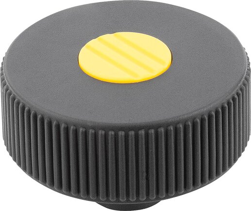 Rändelräder, Stahlteile aus Edelstahl, Form K, mit Gewindebuchse, mit Deckel, inch